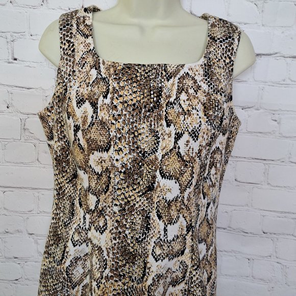 Dawn Joy Beige Snake Print Sleeveless Dress Size 7/8 - Picture 2 of 9